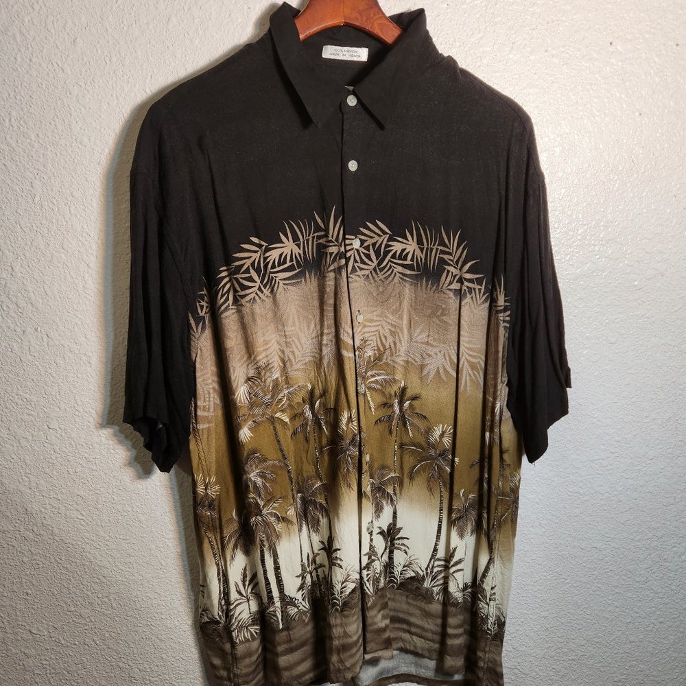 Pierre Cardin Mens XL Tropical Double Side Print Short Sleeve Button Up Shirt